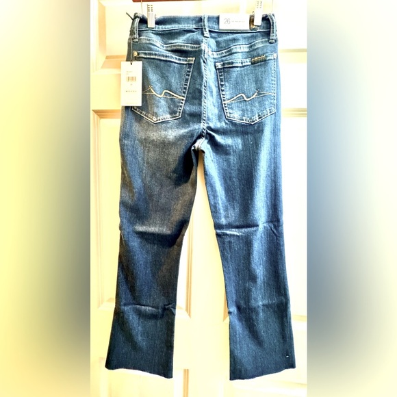 7 For All Mankind NWT Sz 26 High Waist Slim Kick Flair Jean, Raw Edge Hem - Picture 3 of 10